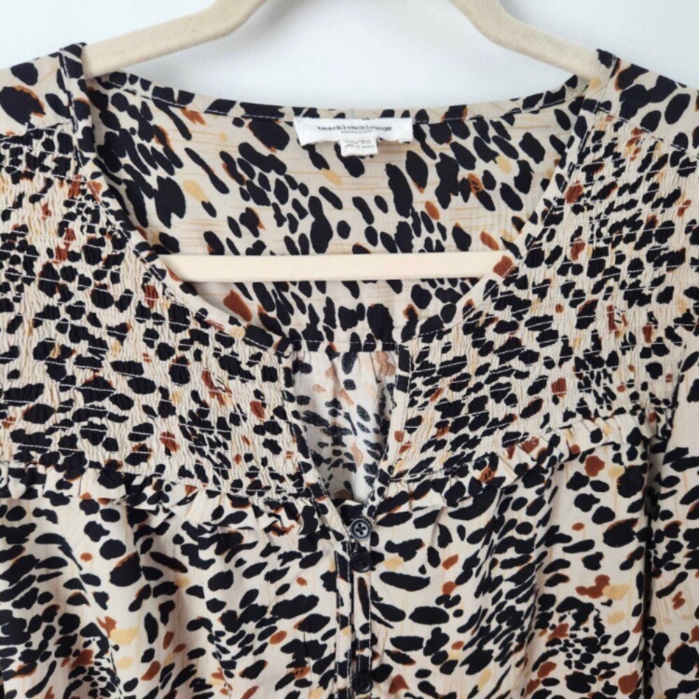 Beach Lunch Lounge Smocked Leopard Print Women's Top